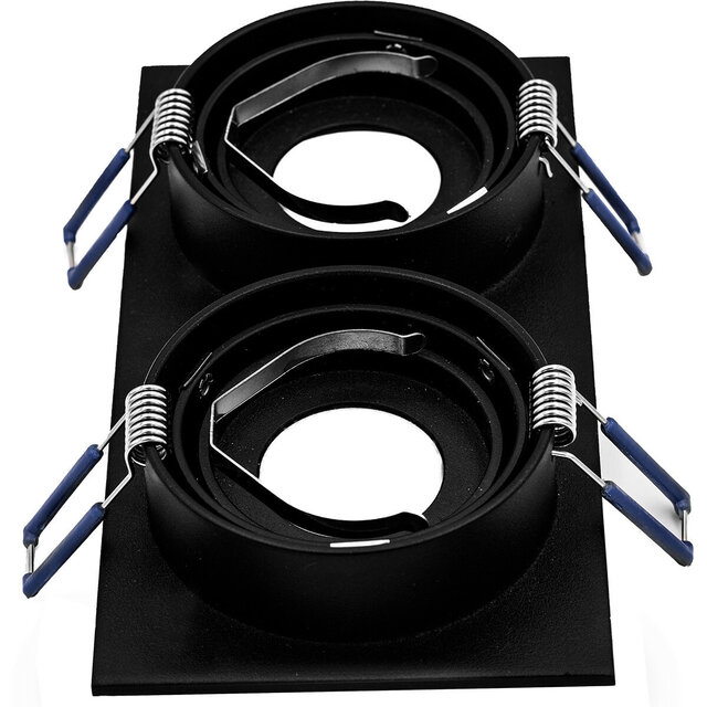 HLW LED LED Spot Set 6W - Dimmable Tiltable Recessed Spotlight Matte Black - GU10 Fitting