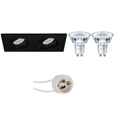 Dimbare LED Spot Set - Kantelbare Inbouwspot 4W LED Zwarte Spot Warm Wit Dimbare LED Spot Set - Kantelbare Inbouwspot 4W LED Zwarte Spot Warm Wit