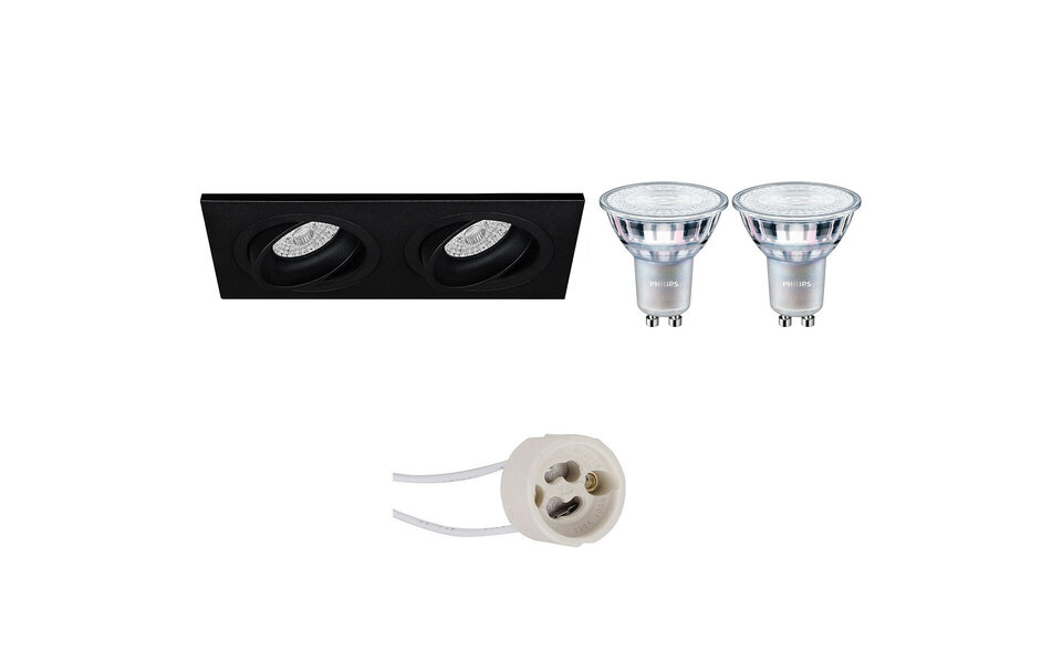 HLW LED Dimmable Tiltable LED Spot Set - Recessed Spotlight Matte Black & White - 9W LED