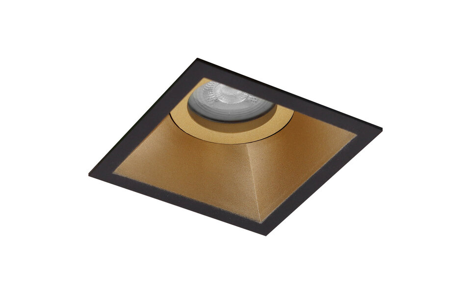 HLW LED LED Spot Set - 5W LED Kantelbare Vierkante Inbouwspot in Mat Zwart en Goud