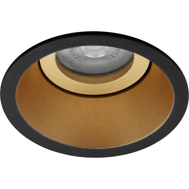 HLW LED Dimmable LED Spot Set 4W - Tiltable Round Recessed Spot Light Matte Black & Gold, Warm White 3000K