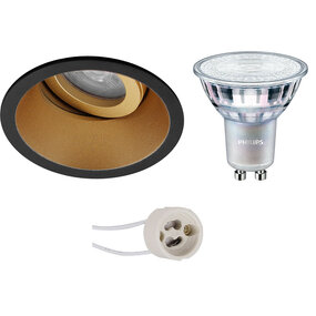 Dimbare LED Spot Set DimTone GU10 4,9W Mat Zwart/Goud Dimbare LED Spot Set DimTone GU10 4,9W Mat Zwart/Goud