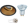 Dimbare LED Inbouwspot Kantelbaar Mat Zwart/Goud 4000K Dimbare LED Inbouwspot Kantelbaar Mat Zwart/Goud 4000K