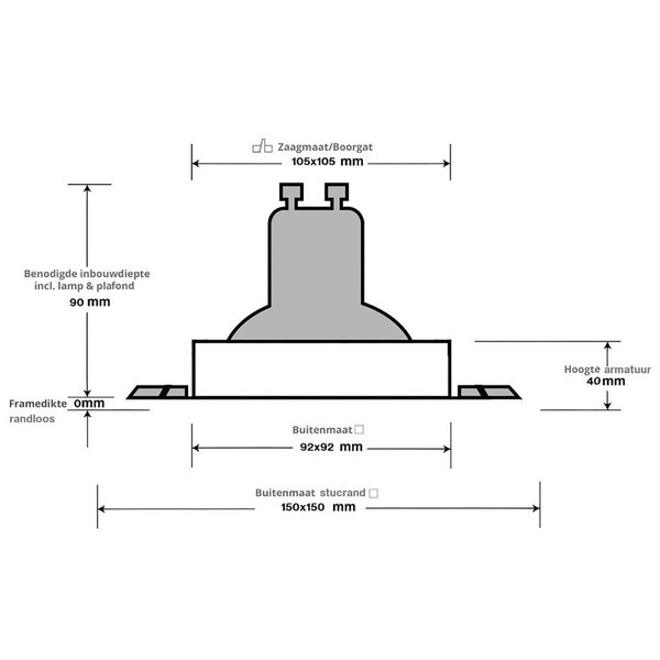 HLW LED Pragmi Nivas Pro 6W LED Spot Set - Inbouw Vierkant, Kantelbaar, Dimbaar, Mat Zwart HLW LED Pragmi Nivas Pro 6W LED Spot Set - Inbouw Vierkant, Kantelbaar, Dimbaar, Mat Zwart