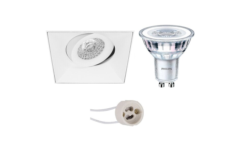 HLW LED 6W LED Spot Set - Tiltable Square Recessed Spotlight Matt White, Trimless & Natural White Light