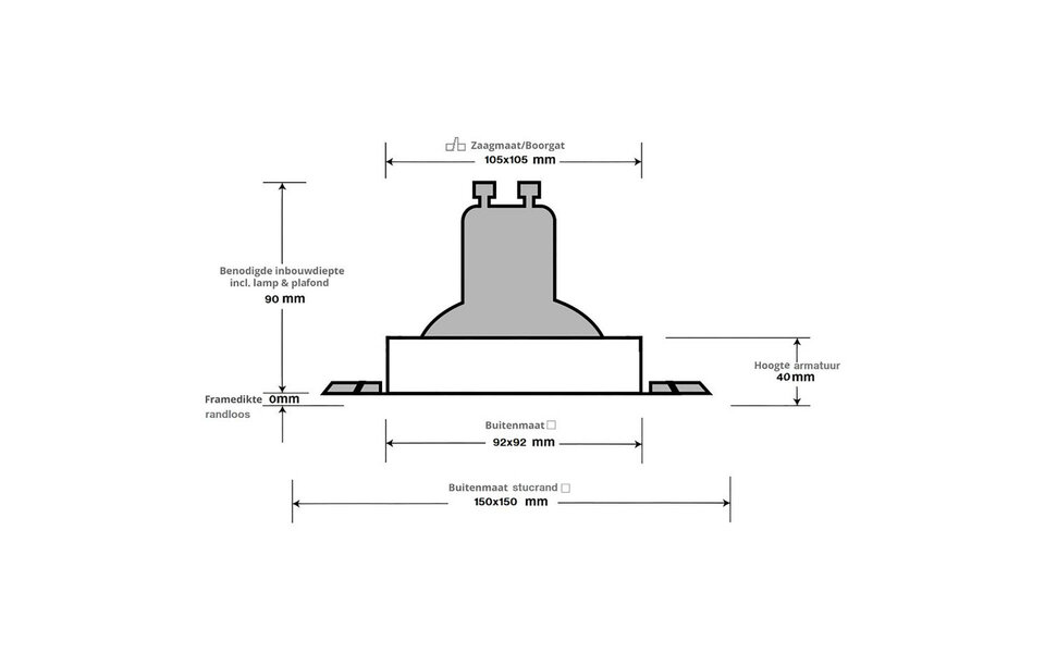 HLW LED LED Spot Set 3W - Tiltable Square Recessed Spot Light Matt White | Dimmable GU10 LED Lamp