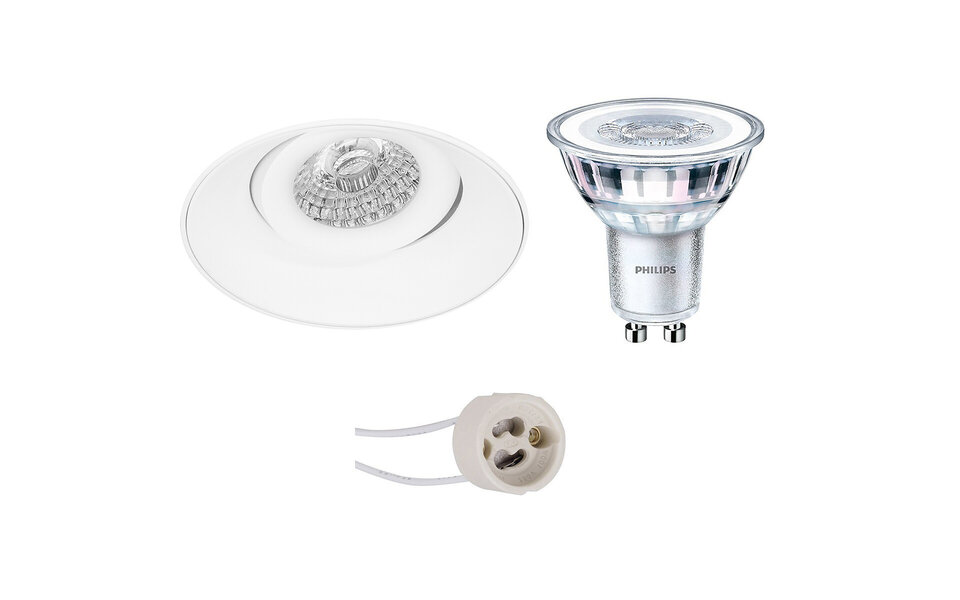 HLW LED Pragmi Nivas Pro 3W LED Spot Set - Tiltable, Dimmable Round Recessed Spot Light Matt White
