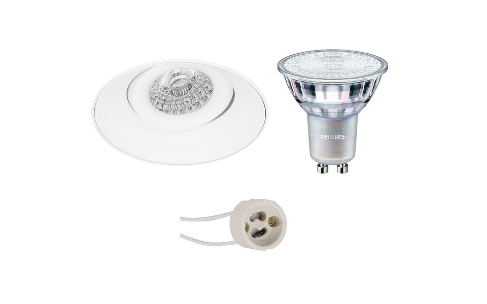 HLW LED LED Spotlight Set - Tiltable, Dimmable Round Recessed Spotlight 9W LED Matt White HLW LED LED Spotlight Set - Tiltable, Dimmable Round Recessed Spotlight 9W LED Matt White