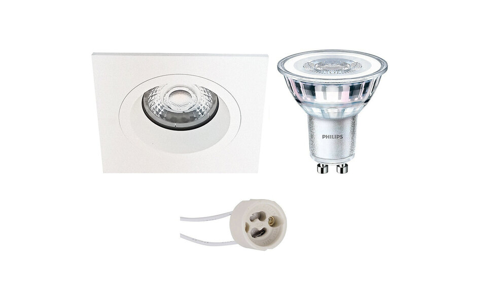 HLW LED Dimmable 3W LED Spot Set - Square Recessed Spot Light Matt White, GU10, Natural White 4000K HLW LED Dimmable 3W LED Spot Set - Square Recessed Spot Light Matt White, GU10, Natural White 4000K