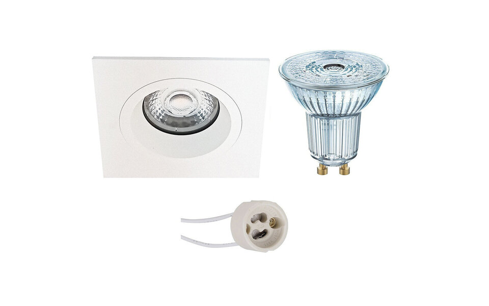 HLW LED Dimmable Square Recessed Spotlight 4W LED Spotlight - Matte White GU10 Fitting