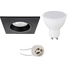 Dimbare 6W LED inbouwspot vierkant mat zwart 6400K GU10 Dimbare 6W LED inbouwspot vierkant mat zwart 6400K GU10
