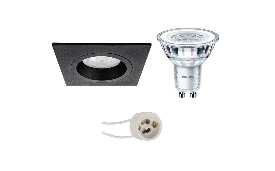 HLW LED LED Spot Set - 6W LED Vierkante Inbouwspot, Mat Zwart & Witte Spot
