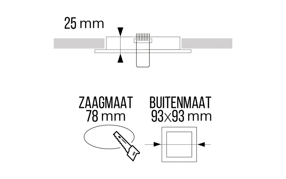 HLW LED LED Spot Set - Dimbare Vierkante Inbouwspot 3W LED Mat Zwart Warm Wit 3000K HLW LED LED Spot Set - Dimbare Vierkante Inbouwspot 3W LED Mat Zwart Warm Wit 3000K