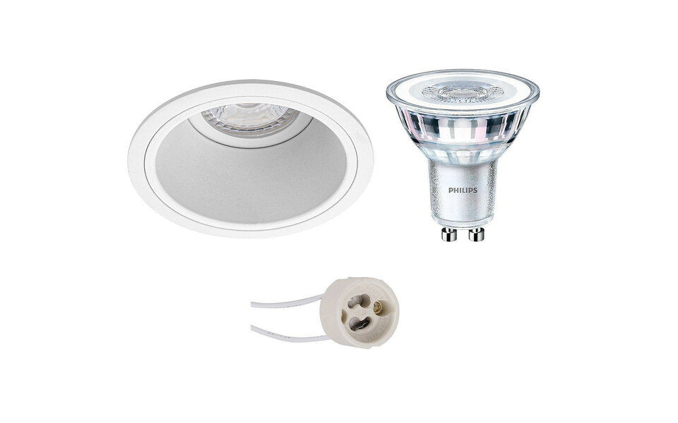 HLW LED LED Spot Set - Pragmi Minko Pro 4W Dimmable Round Recessed Spotlight Matt White