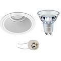 Dimmable 9W LED Spot Set - Round White Recessed Spot with GU10 Fitting