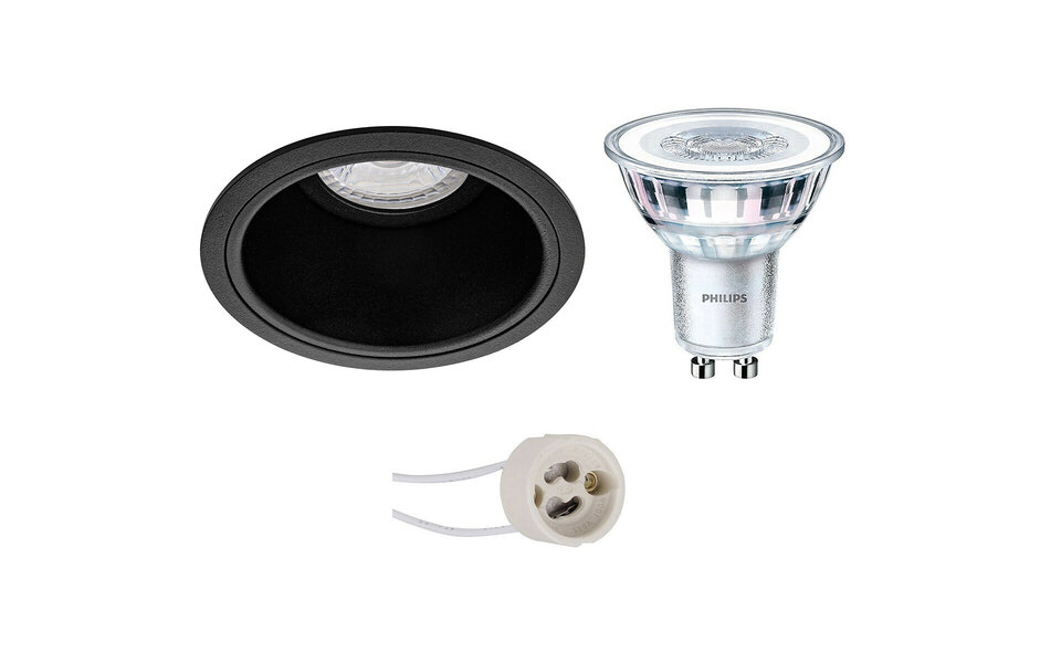 HLW LED LED Spotlight Set 3W Dimmable - Matte Black Round Recessed Spotlight GU10 - Natural White