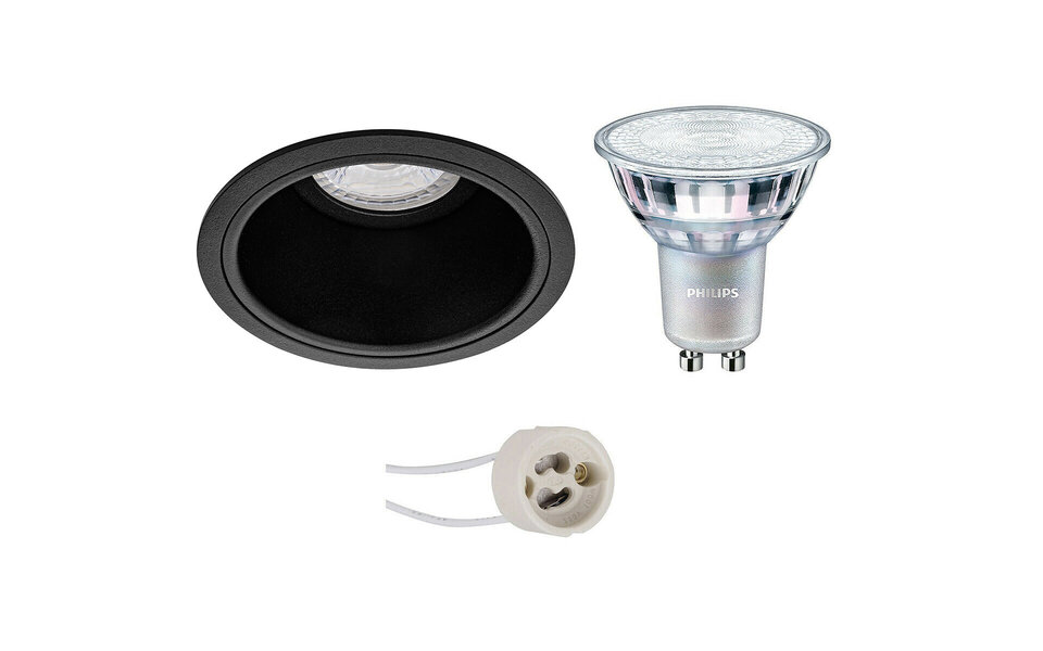 HLW LED LED Spot Set 9W - Dimbare Inbouwspot Ronde Spot Mat Zwart & Witte Spot