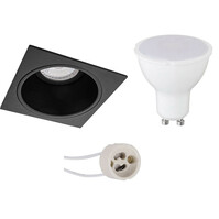 Square LED recessed spotlight 6W dimmable matte black 4200K GU10