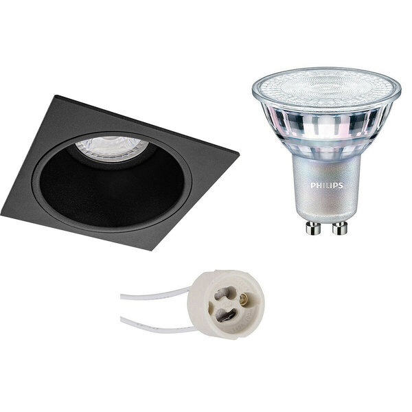 HLW LED 9W LED Spot Set - Dimbare Vierkante Inbouwspot GU10 - Mat Zwart & Witte Spot