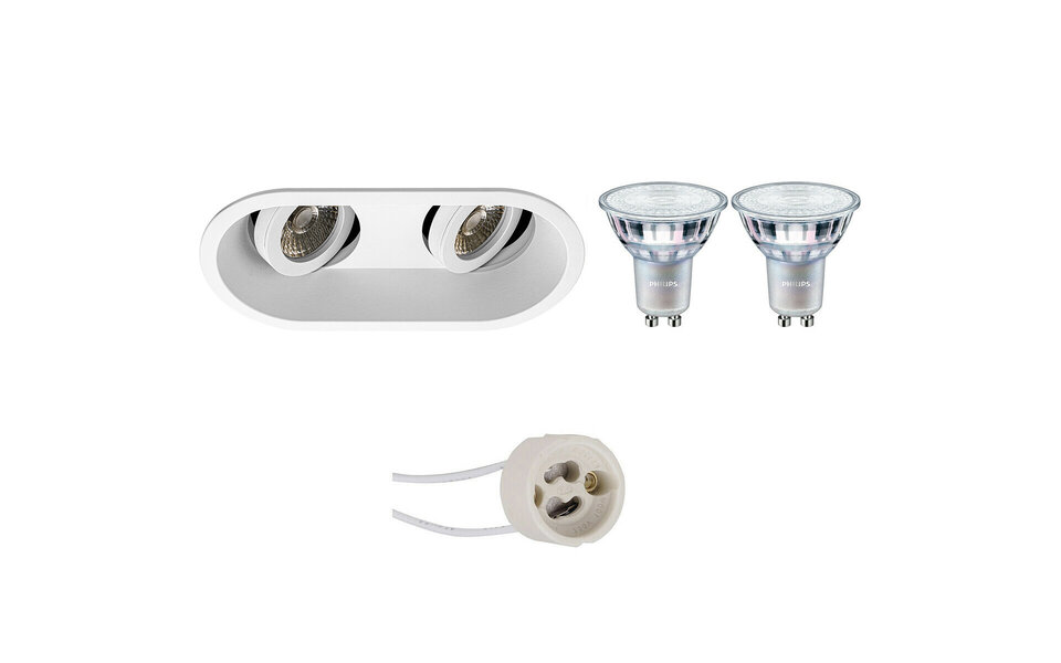 HLW LED LED Spot Set - Tiltable Dimmable 7W LED Recessed Spotlight Matt White - Pragmi