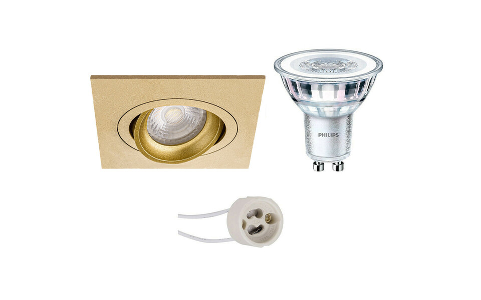 HLW LED LED Spot Set - Kantelbare Vierkante Inbouwspot Mat Goud 6W LED Spot HLW LED LED Spot Set - Kantelbare Vierkante Inbouwspot Mat Goud 6W LED Spot