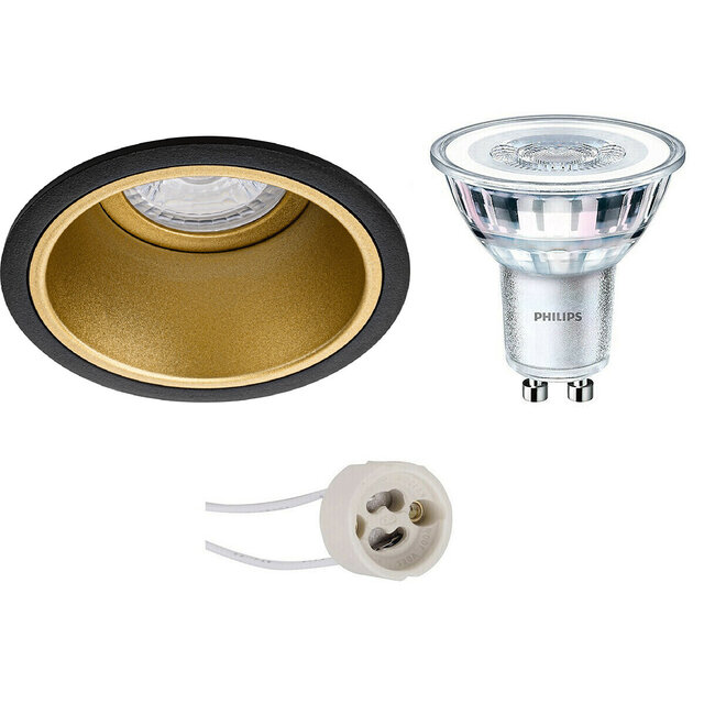 3W Dimbare LED Inbouwspot GU10 Mat Zwart/Goud 4000K Lichtbronnen