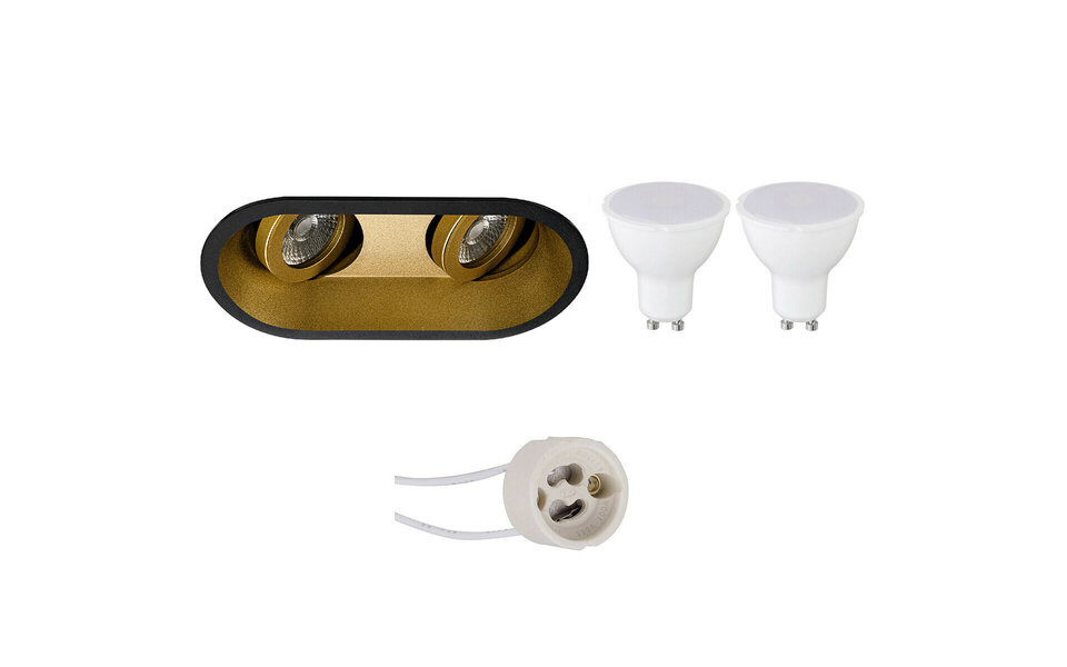 HLW LED 6W LED Spot Set - Dimmable Tiltable Recessed Spot Light Matte Black/Gold - GU10