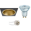 Dimbare LED vierkante inbouwspot zwart/goud GU10 4000K 230lm Dimbare LED vierkante inbouwspot zwart/goud GU10 4000K 230lm