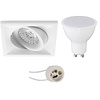 Pragmi Qiundo Pro 6W LED Spot Mat Wit Vierkant Dimbaar GU10