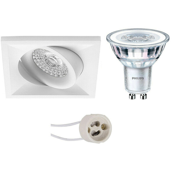 HLW LED 6W LED Spot Set - Kantelbare Vierkante Witte Inbouwspot met GU10 Fitting HLW LED 6W LED Spot Set - Kantelbare Vierkante Witte Inbouwspot met GU10 Fitting