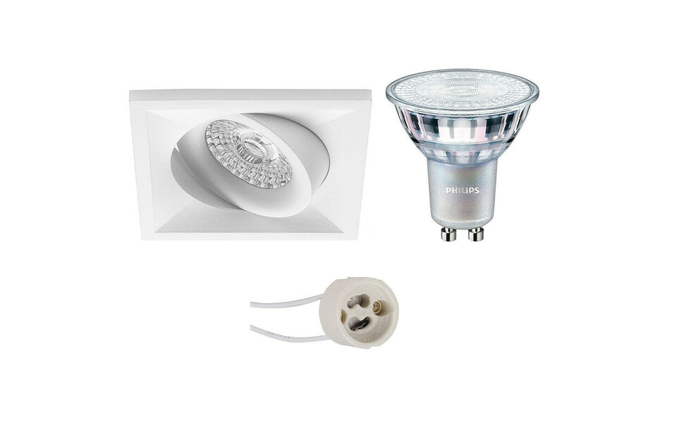 HLW LED LED lamp 9W - Dimmable tiltable recessed spotlight square matte white GU10