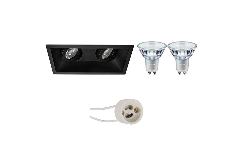 HLW LED LED Spot Set 9W - Kantelbare Dimbare Inbouwspot Mat Zwart & Witte Spot