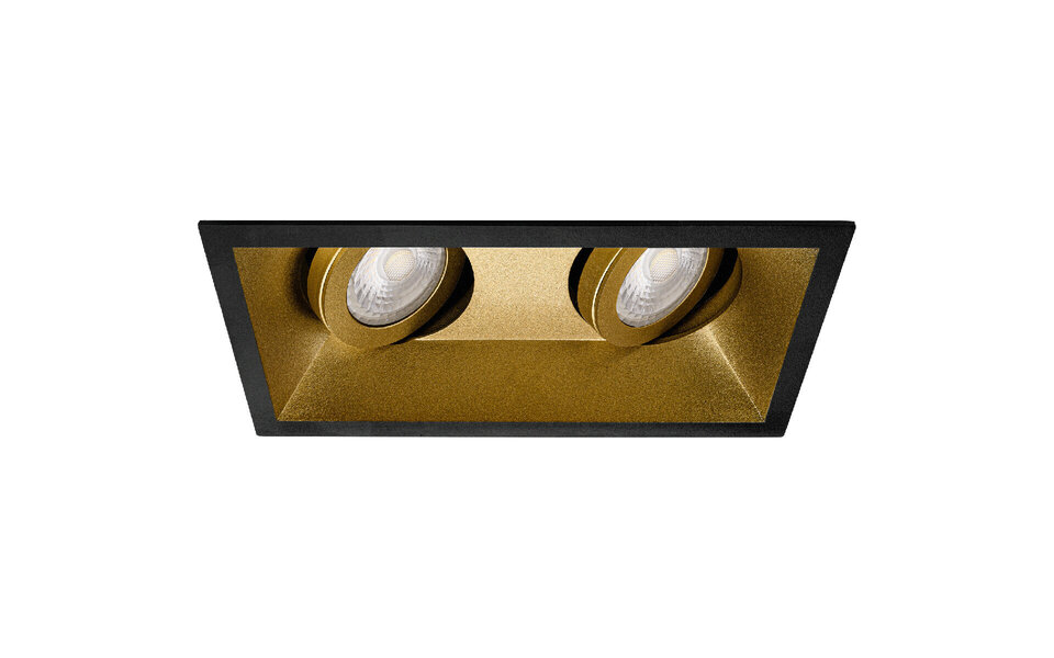 HLW LED LED Spot Set 6W - Dimbare Kantelbare Inbouwspot Mat Zwart/Goud GU10