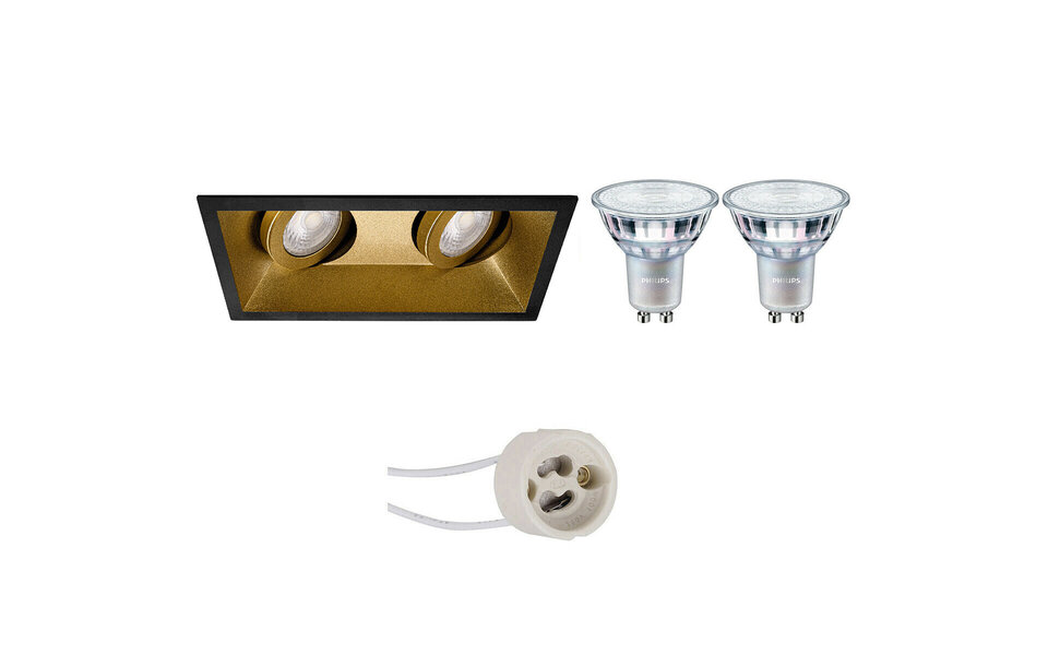 HLW LED LED Spot Set - Dimmable Tiltable Recessed Spotlight 7W LED Matte Black/Gold