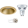 LED Spot Set - Dimbare GU10 inbouwspot 3W mat goud 3000K