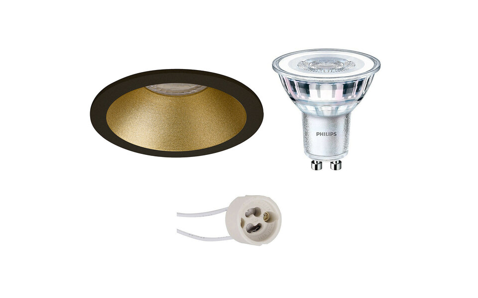 HLW LED LED Spot Set 6W - Matte Black & Gold Recessed Spot GU10 Round Spot