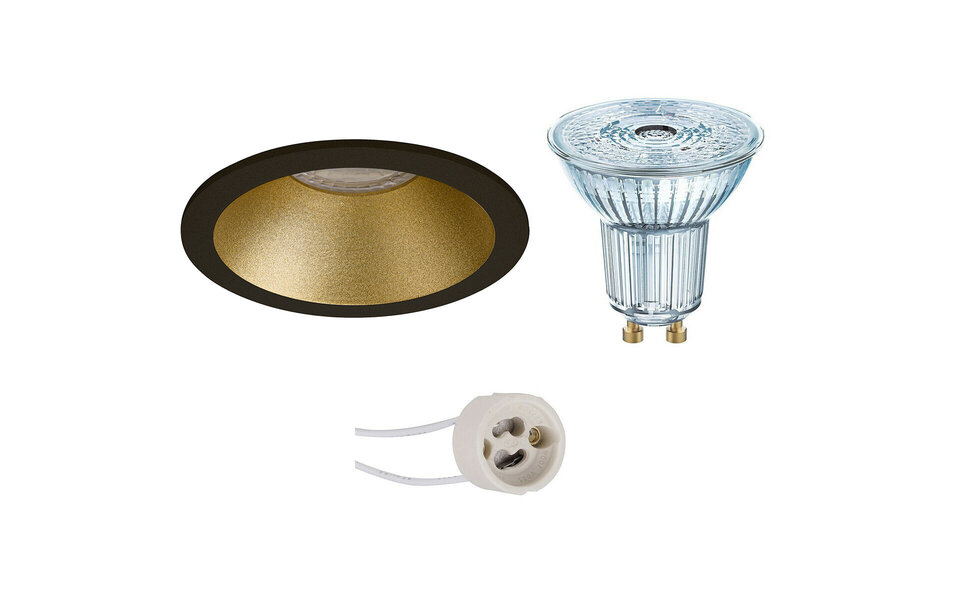 HLW LED LED Spot Set 4W Dimmable - Round Recessed Spot Light Matte Black & Gold, GU10