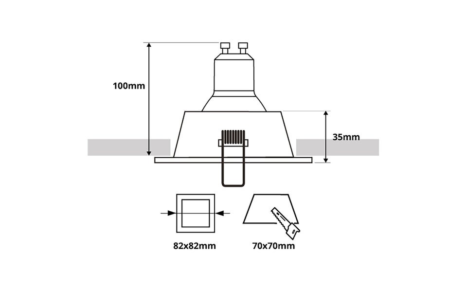 HLW LED Dimbare 6W LED Spot Mat Goud - Vierkante Inbouwspot GU10 Warm Wit 3000K