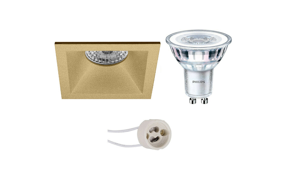 HLW LED LED Spot Set - Dimbare Vierkante Inbouwspot 3W LED Mat Goud Warm Wit HLW LED LED Spot Set - Dimbare Vierkante Inbouwspot 3W LED Mat Goud Warm Wit