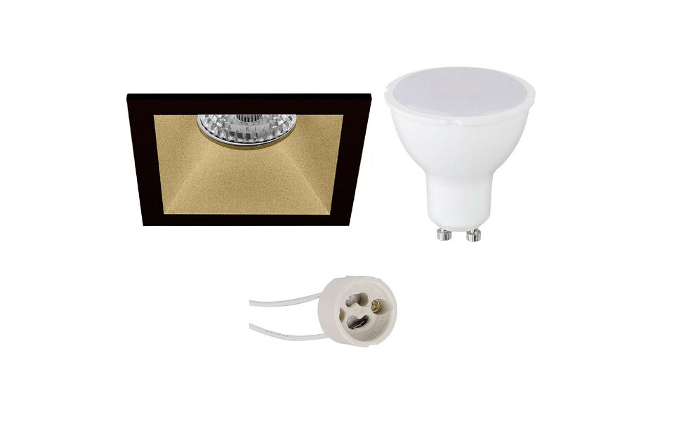 HLW LED 6W Dimmable LED Spot Set - Square Recessed Spot Light Matte Black/Gold, Natural White 4200K HLW LED 6W Dimmable LED Spot Set - Square Recessed Spot Light Matte Black/Gold, Natural White 4200K