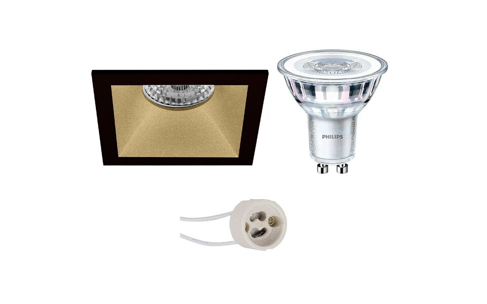 HLW LED LED Spot Set Square Recessed Spotlights Matte Black/Gold - 3.5W LED Spot Warm White HLW LED LED Spot Set Square Recessed Spotlights Matte Black/Gold - 3.5W LED Spot Warm White