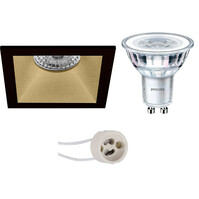 LED inbouwspot vierkant 4,6W GU10 2700K zwart/goud LED inbouwspot vierkant 4,6W GU10 2700K zwart/goud