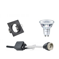 Square LED recessed spotlight matte black GU10 tiltable