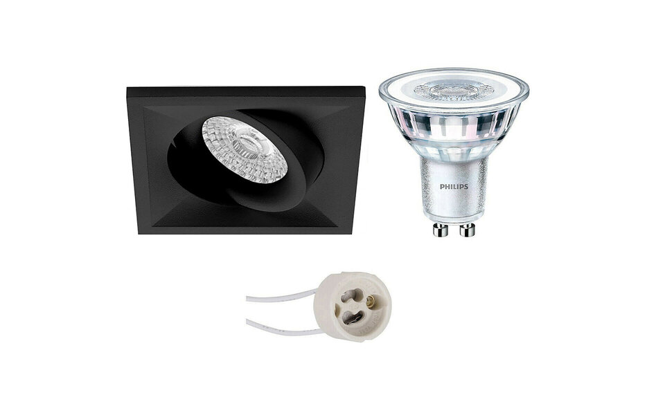 HLW LED Pragmi Qiundo Pro 5W LED Spot Set - Kantelbare Vierkante Inbouwspot, Mat Zwart & Natuurlijk Wit HLW LED Pragmi Qiundo Pro 5W LED Spot Set - Kantelbare Vierkante Inbouwspot, Mat Zwart & Natuurlijk Wit