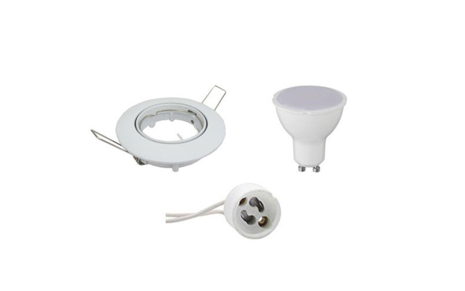 HLW LED LED Spot Set 6W - Kantelbare Inbouwspot Rond Glans Wit met GU10 Fitting