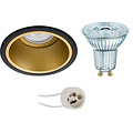 LED Spot Set - 4W Dimbare Inbouwspot Ronde Spot Mat Zwart/Goud - GU10 LED Spot Set - 4W Dimbare Inbouwspot Ronde Spot Mat Zwart/Goud - GU10