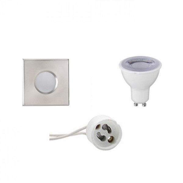 HLW LED 6W Dimbare LED Spot Set - Vierkante Inbouwspot, IP65 Waterdicht, Mat Chroom, Warm Wit 3000K HLW LED 6W Dimbare LED Spot Set - Vierkante Inbouwspot, IP65 Waterdicht, Mat Chroom, Warm Wit 3000K