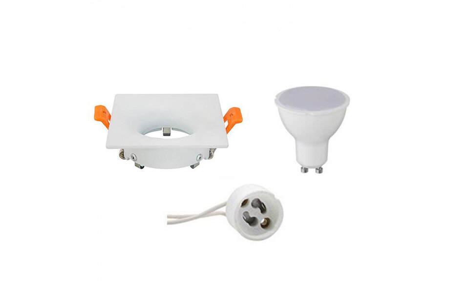 HLW LED LED Spot Set - 6W Vierkante Inbouwspot Mat Wit met Natuurlijk Wit Licht 4200K