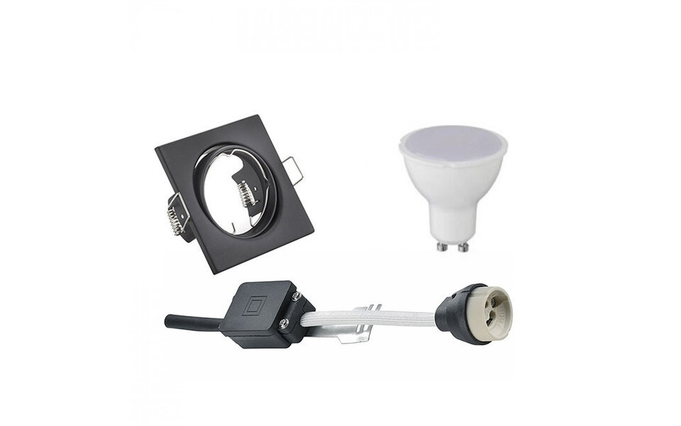 HLW LED LED Spot Set 6W - Kantelbare Vierkante Inbouwspot Mat Zwart, Helder 6400K HLW LED LED Spot Set 6W - Kantelbare Vierkante Inbouwspot Mat Zwart, Helder 6400K