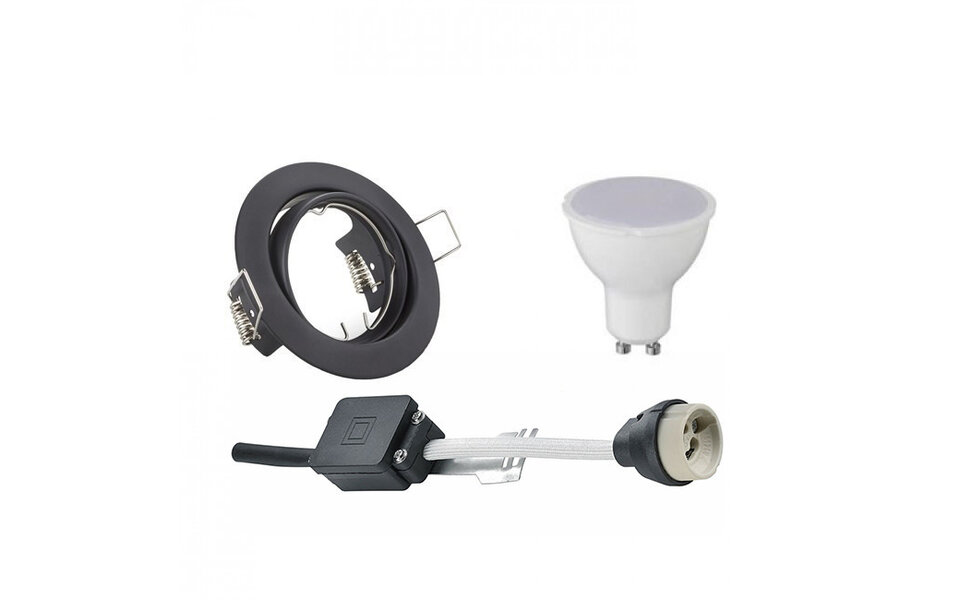 HLW LED LED Spotlight Set 8W - Tiltable Round Recessed Spotlight Matte Black | Warm White 3000K